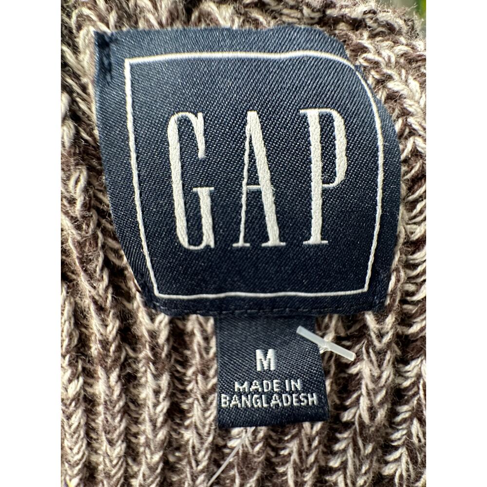 NWT! GAP M Shawl Collar Cardigan Grandpa Fisherman Sweater Cotton Jacket Brown - Picture 8 of 9